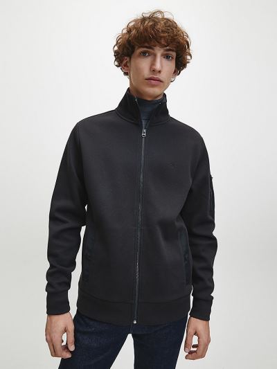 Calvin Klein Ruhák HU671787 | Calvin Klein Techno Jacquard Zip Up Férfi Dzseki Fekete